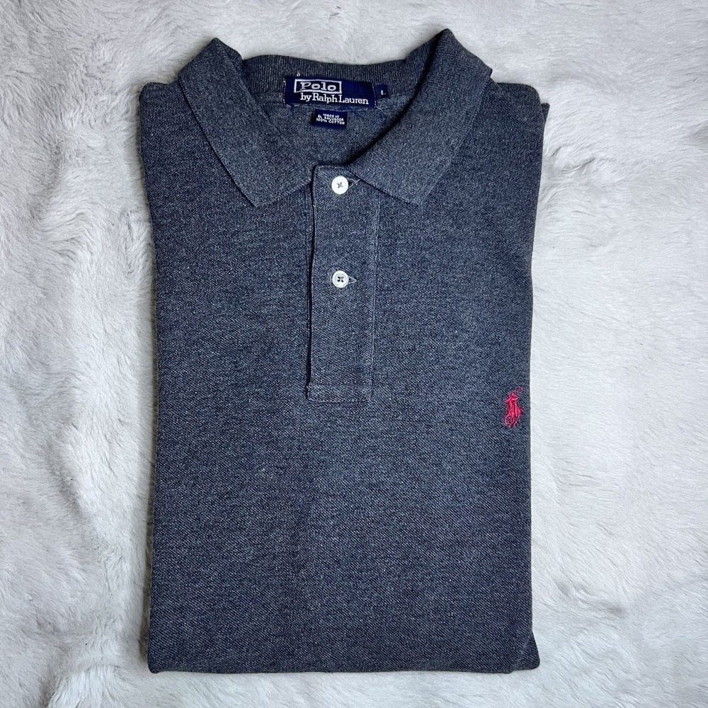 Polo by Ralph Lauren Men's Short Sleeve Polo Shirt – Heather Gray‎ – Size Large - Picture 12 of 13